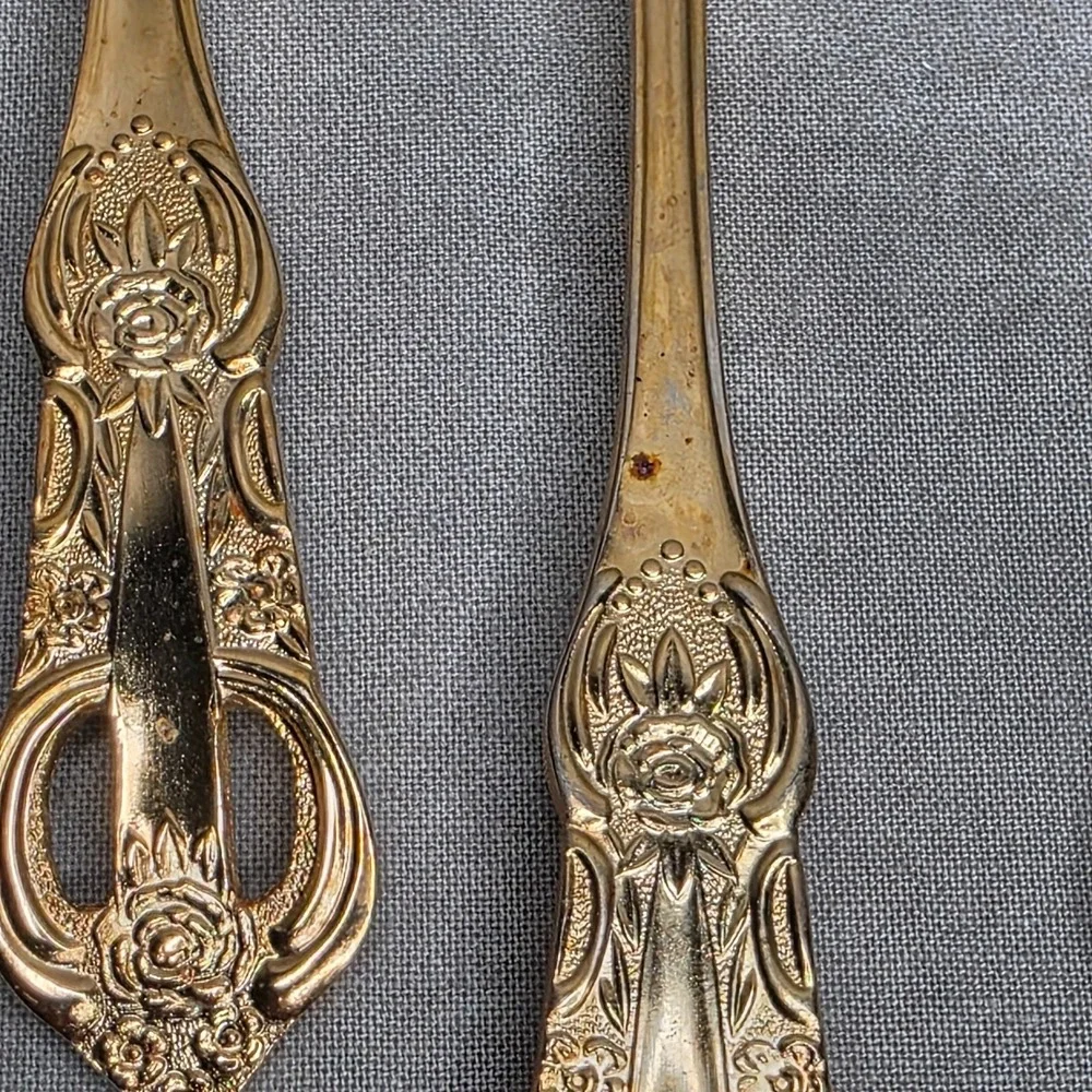 (X8) Hanford Forge Princeton Gold Electroplate Dinner Forks 7.5